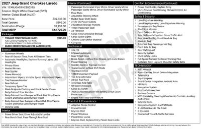 2027 Jeep Grand Cherokee GRAND CHEROKEE LAREDO 4X2