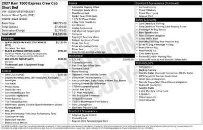 2027 RAM Ram 1500 RAM 1500 EXPRESS CREW CAB 4X4 5'7' BOX