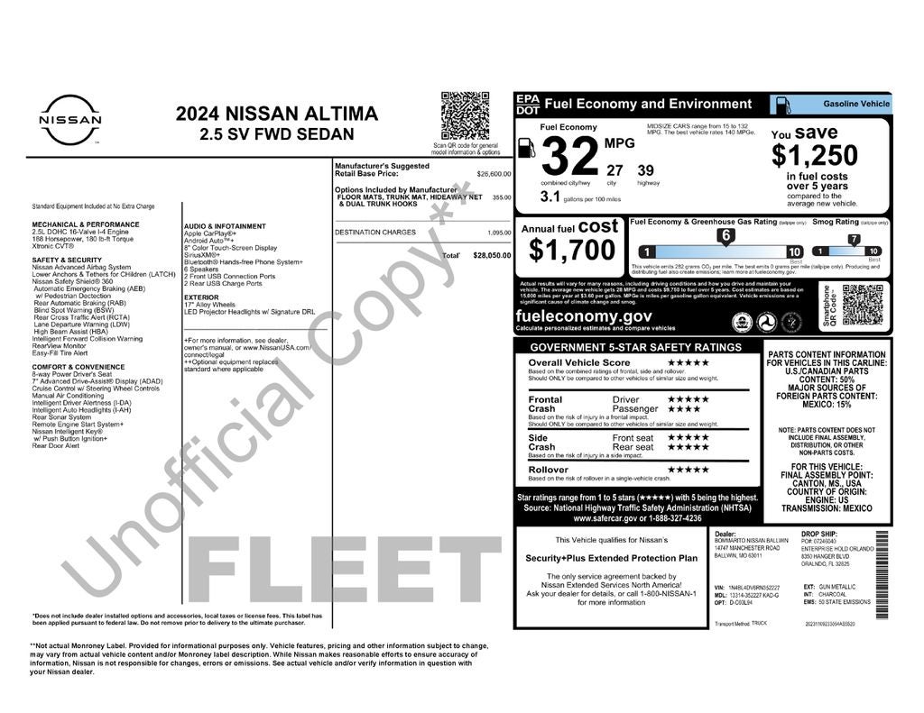 2024 Nissan Altima SV FWD