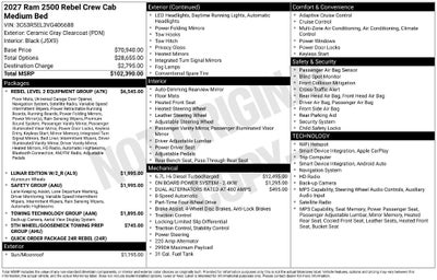 2027 RAM Ram 2500 RAM 2500 REBEL CREW CAB 4X4 6'4' BOX