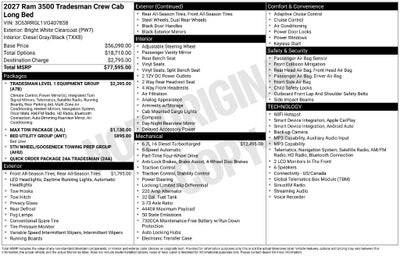 2027 RAM Ram 3500 RAM 3500 TRADESMAN CREW CAB 4X4 8' BOX