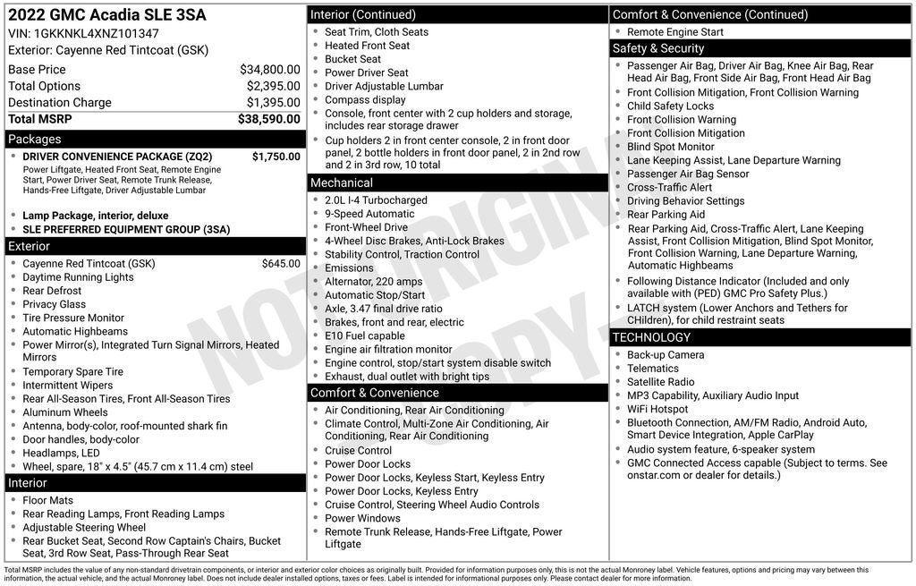 2022 GMC Acadia SLE