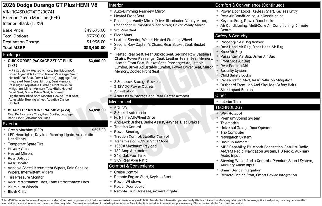 2026 Dodge Durango DURANGO GT PLUS AWD HEMI V8