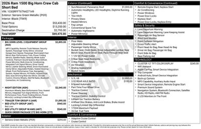 2026 RAM 1500 RAM 1500 BIG HORN CREW CAB 4X4 5'7' BOX