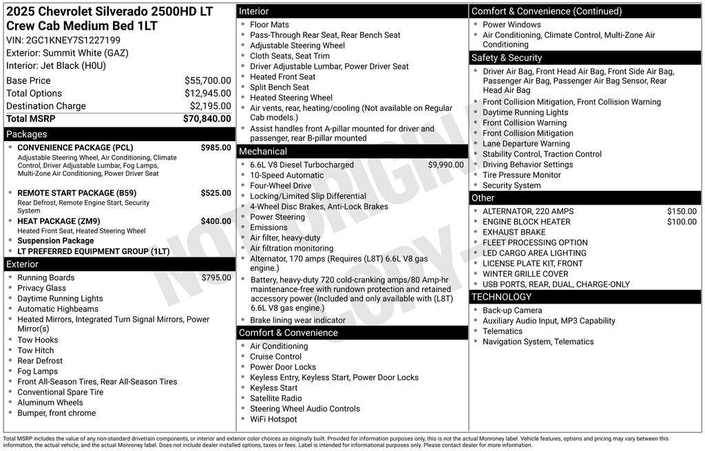 2025 Chevrolet Silverado 2500HD 4WD Crew Cab Standard Bed LT