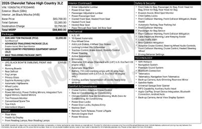 2026 Chevrolet Tahoe High Country