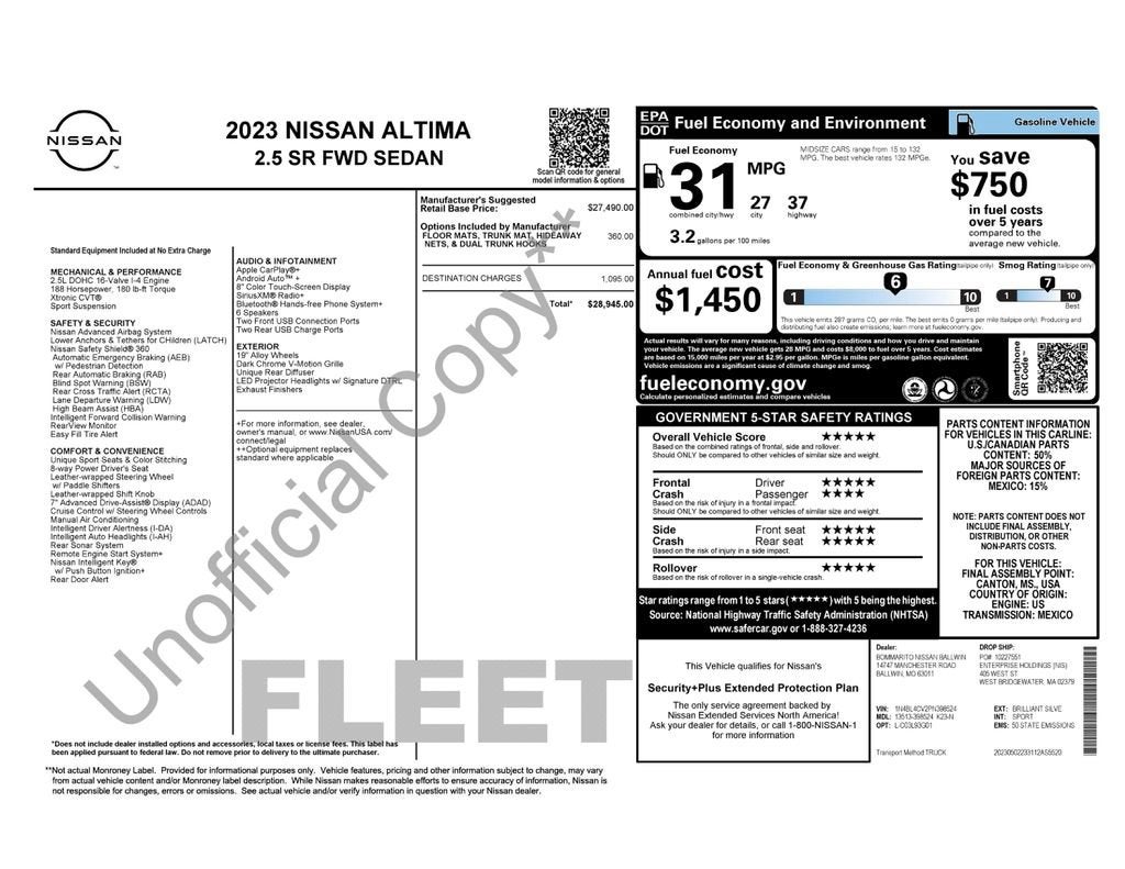 2023 Nissan Altima 2.5 SR