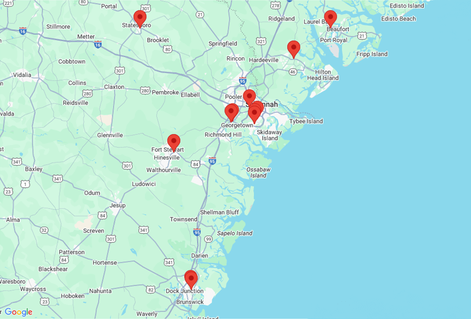 Map of Vaden Chrysler Dodge Jeep Ram of Brunswick in Brunswick GA